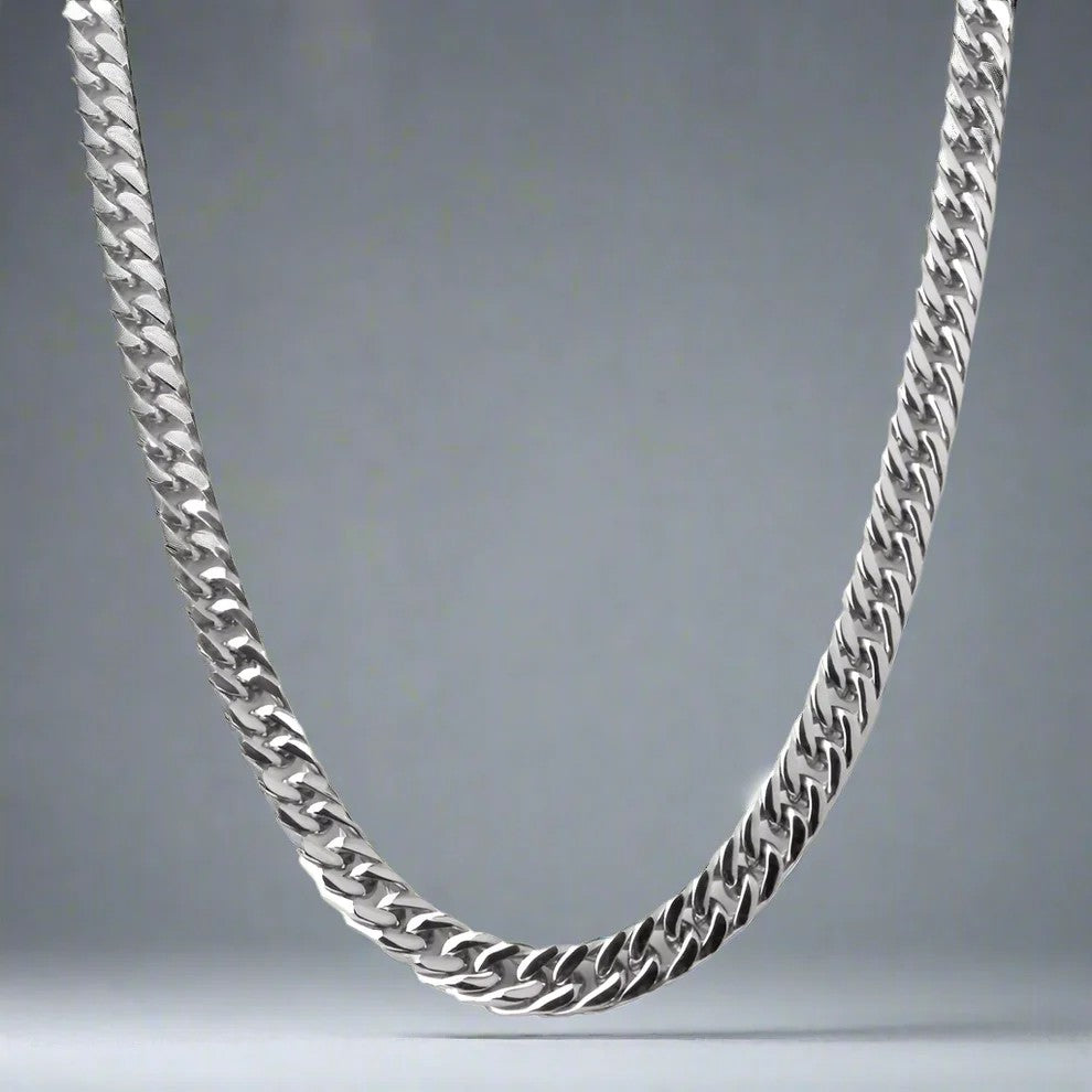 Silver Diamond Cut Cuban Neck Chain